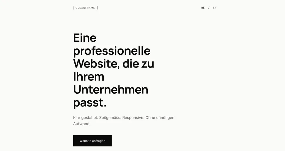 cleanframe.ch homepage
